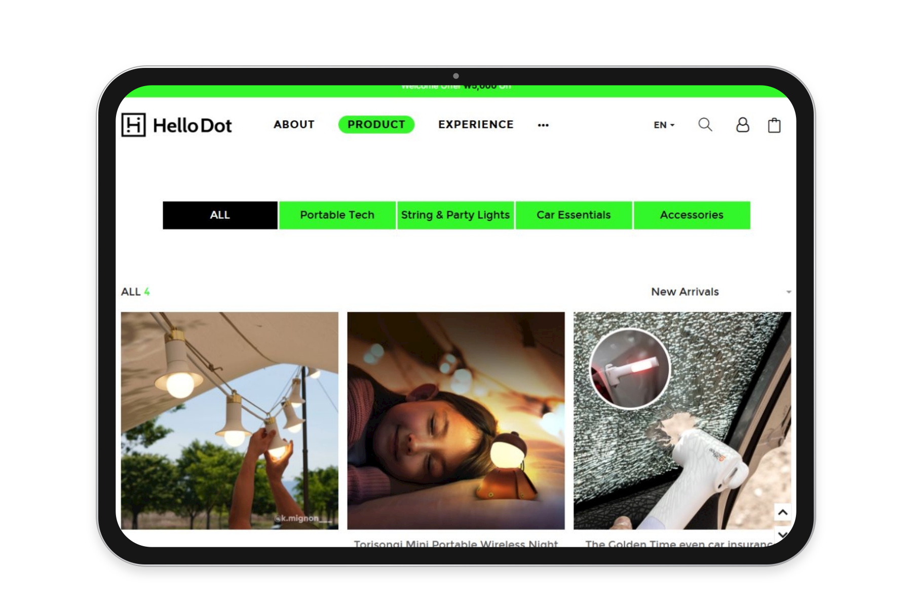 아임웹 다국어 홈페이지 제작 — 가로 태블릿 화면